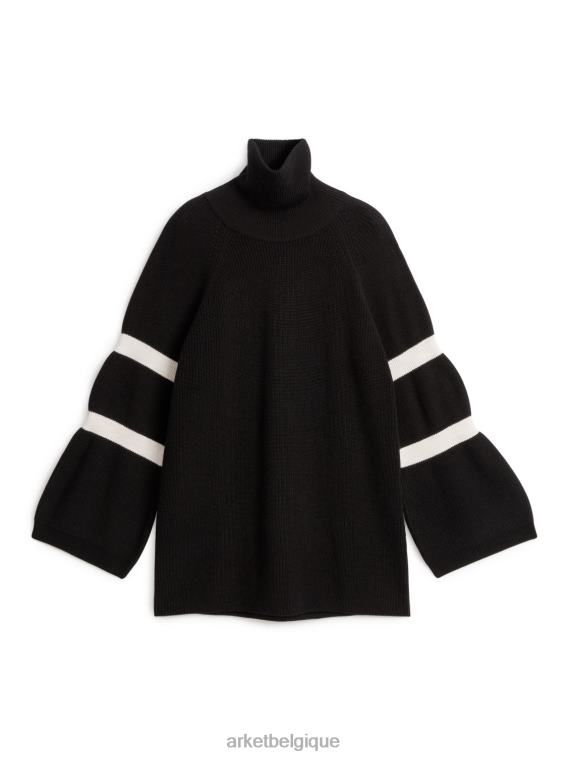ARKET pull en laine et coton mélangés femmes noir/blanc cassé T46DR437 vêtements