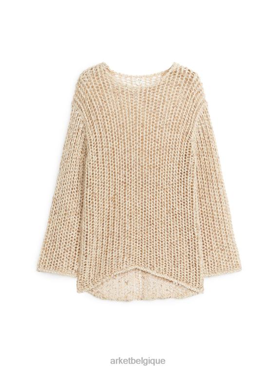 ARKET pull en maille ajourée femmes beige T46DR513 vêtements