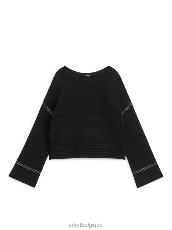 ARKET pull en maille côtelée femmes noir T46DR417 vêtements