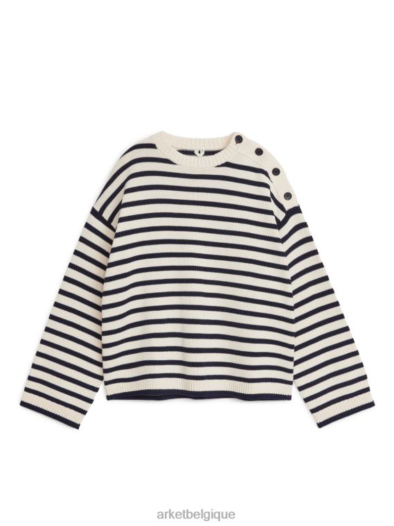 ARKET pull oversize en coton femmes bleu foncé/blanc cassé T46DR419 vêtements