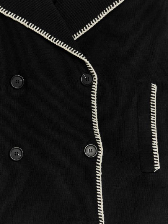 ARKET veste en maille à coutures contrastantes femmes noir/blanc cassé T46DR415 vêtements