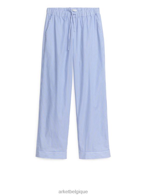 ARKET pantalon de pyjama en popeline femmes bleu blanc T46DR527 vêtements