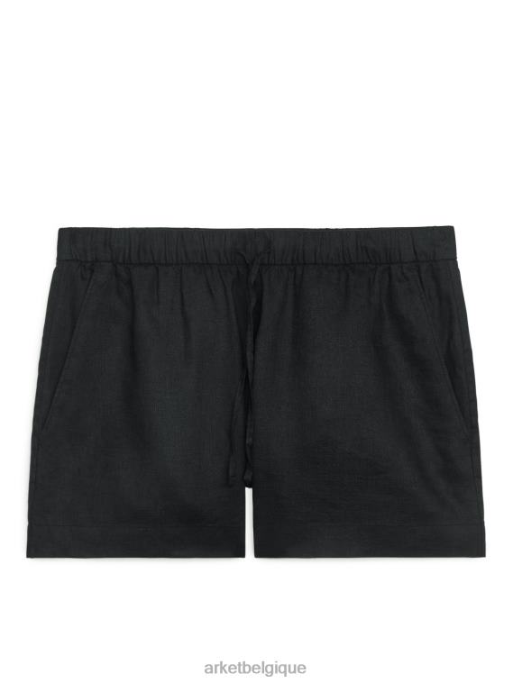 ARKET short en lin femmes noir T46DR274 vêtements