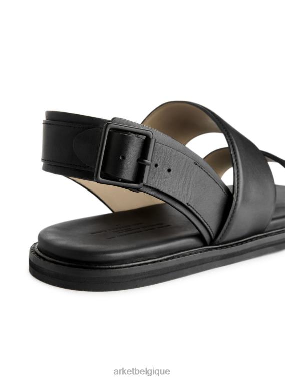 ARKET sandales en cuir à boucle Hommes noir T46DR1271 chaussure
