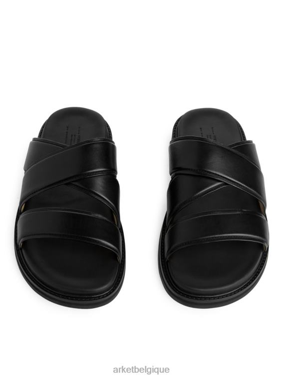 ARKET sandales à enfiler en cuir Hommes noir T46DR1272 chaussure