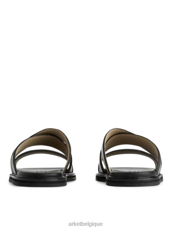 ARKET sandales à enfiler en cuir Hommes noir T46DR1272 chaussure