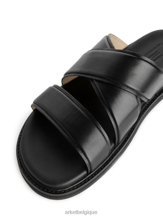 ARKET sandales à enfiler en cuir Hommes noir T46DR1272 chaussure