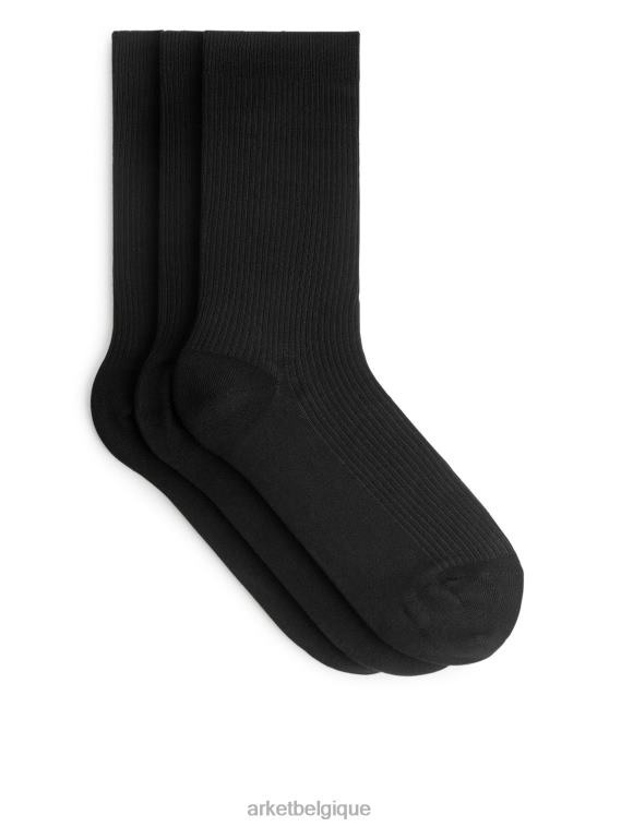 ARKET chaussettes côtelées en coton Hommes noir T46DR578 vêtements