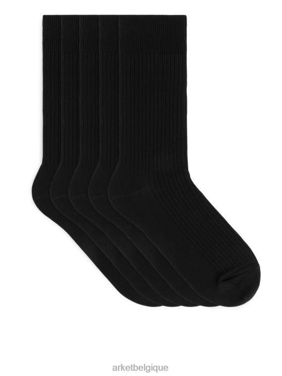 ARKET chaussettes côtelées en coton supima 5 paires Hommes noir T46DR1248 vêtements