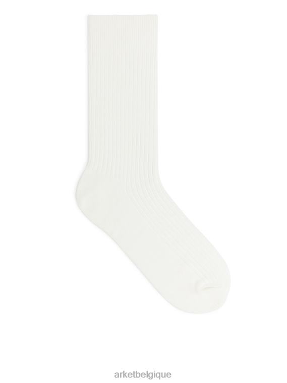 ARKET chaussettes côtelées en coton supima Hommes blanc T46DR1247 vêtements