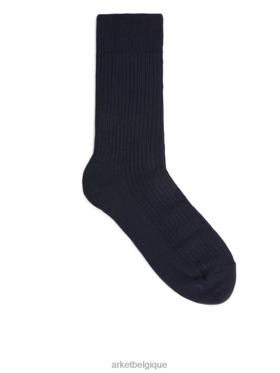 ARKET chaussettes côtelées en coton supima Hommes bleu foncé T46DR1242 vêtements