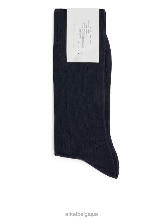 ARKET chaussettes côtelées en coton supima Hommes bleu foncé T46DR1242 vêtements