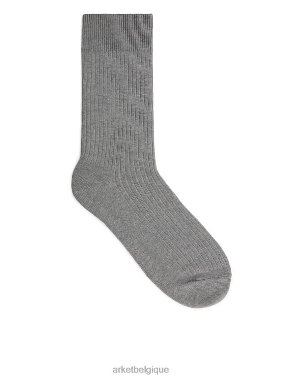 ARKET chaussettes côtelées en coton supima Hommes gris mélangé T46DR1243 vêtements