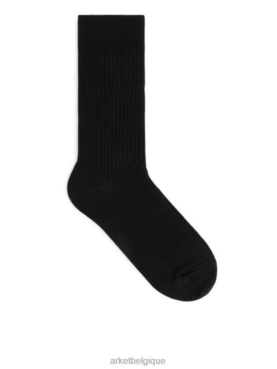 ARKET chaussettes côtelées en coton supima Hommes noir T46DR1241 vêtements