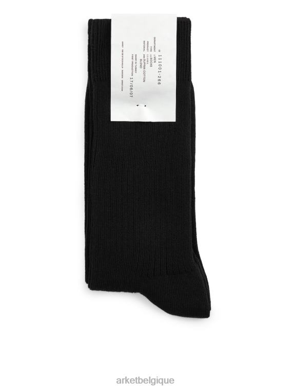 ARKET chaussettes côtelées en coton supima Hommes noir T46DR1241 vêtements
