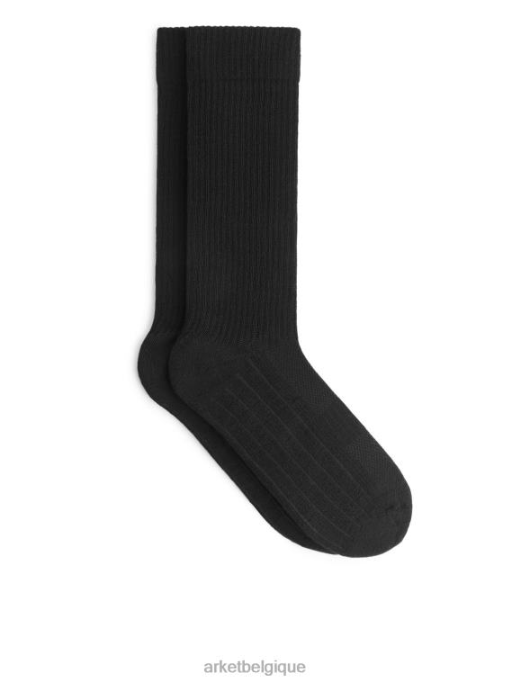 ARKET chaussettes de sport côtelées lot de 2 Hommes noir T46DR1216 vêtements