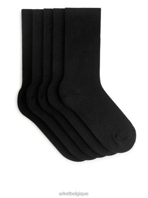 ARKET chaussettes en coton côtelé lot de 5 Hommes noir T46DR569 vêtements