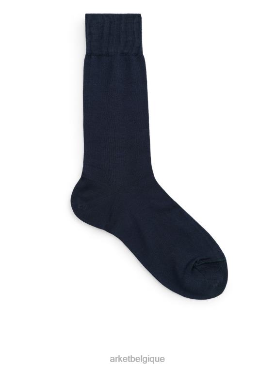 ARKET chaussettes en coton mercerisé unies Hommes bleu T46DR1238 vêtements
