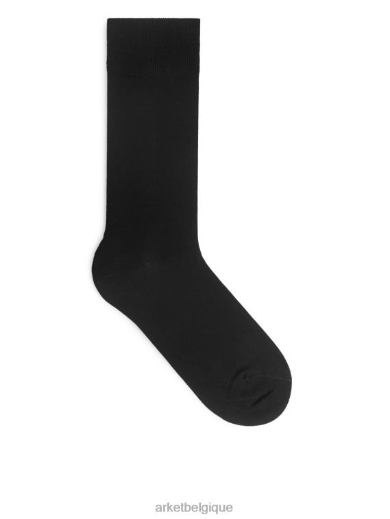 ARKET chaussettes en coton mercerisé unies Hommes noir T46DR1237 vêtements
