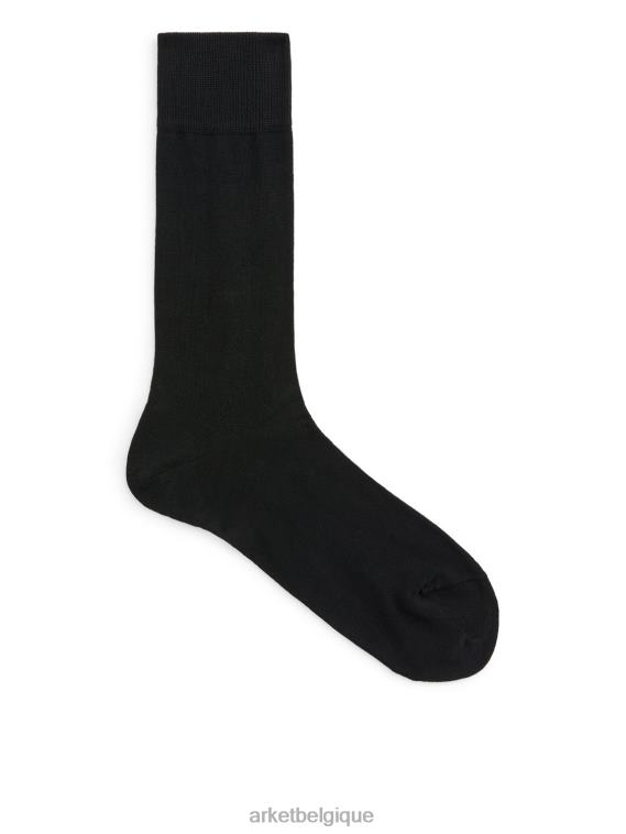 ARKET chaussettes en coton mercerisé unies Hommes noir T46DR1237 vêtements