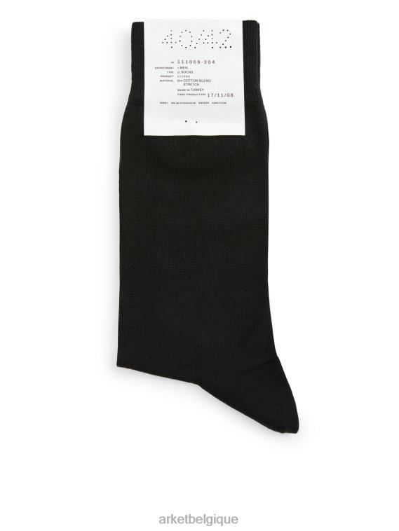ARKET chaussettes en coton mercerisé unies Hommes noir T46DR1237 vêtements