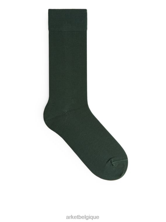 ARKET chaussettes en coton mercerisé unies Hommes vert forêt foncé T46DR1240 vêtements