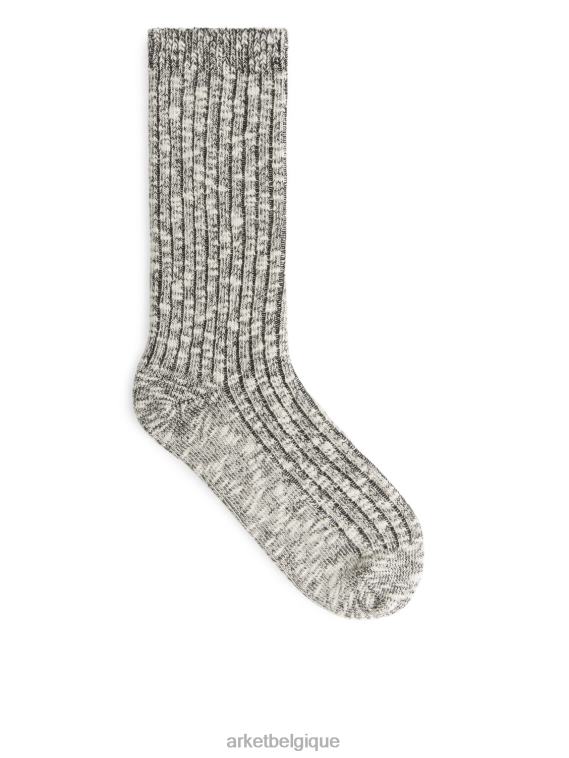 ARKET chaussettes en grosse maille Hommes noir blanc T46DR581 vêtements