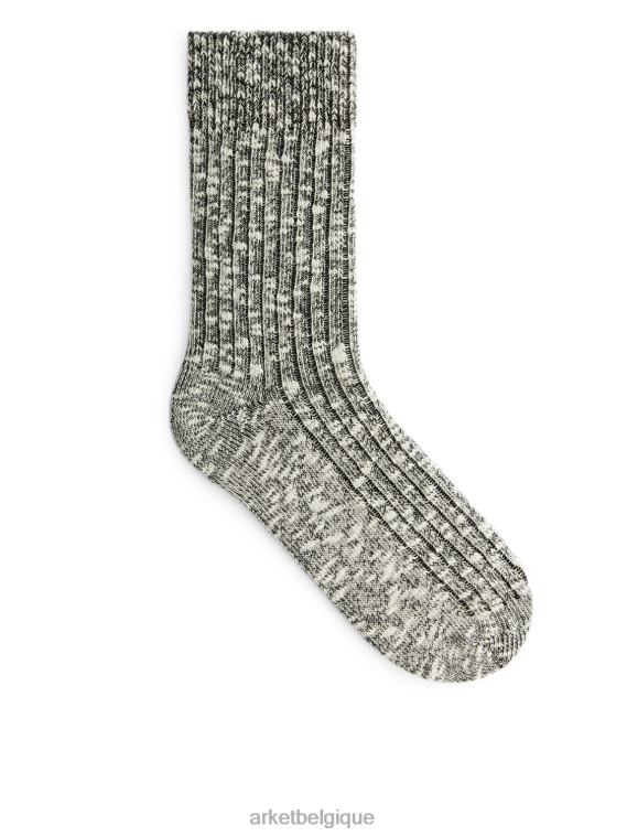 ARKET chaussettes en grosse maille Hommes noir blanc T46DR581 vêtements