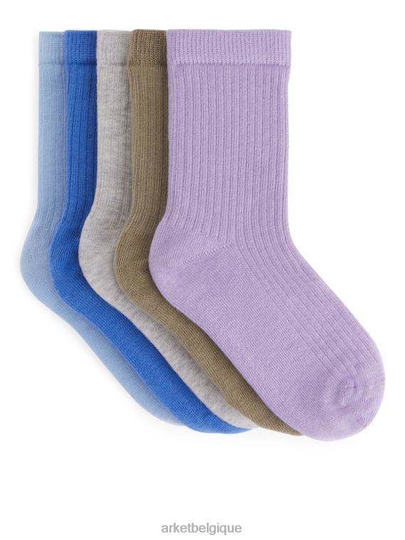 ARKET chaussettes en tricot côtelé Hommes bleu/lilas/kaki/gris T46DR1603 vêtements