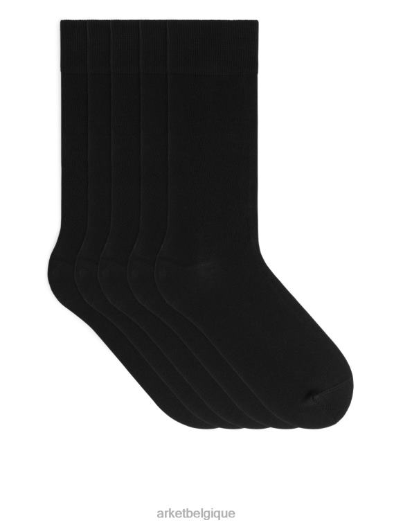 ARKET chaussettes unies en coton supima 5 paires Hommes noir T46DR1249 vêtements