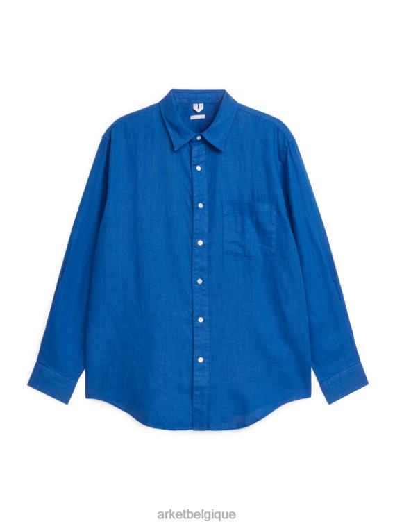 ARKET chemise décontractée en lin Hommes bleu T46DR939 vêtements