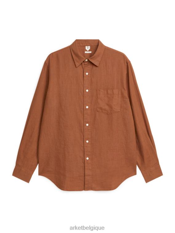 ARKET chemise décontractée en lin Hommes brun T46DR943 vêtements