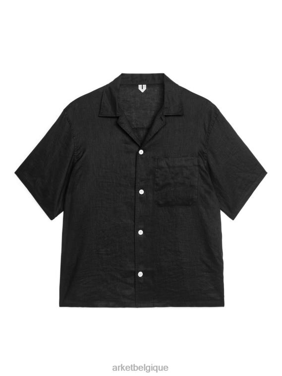 ARKET chemise de villégiature en lin Hommes noir T46DR926 vêtements