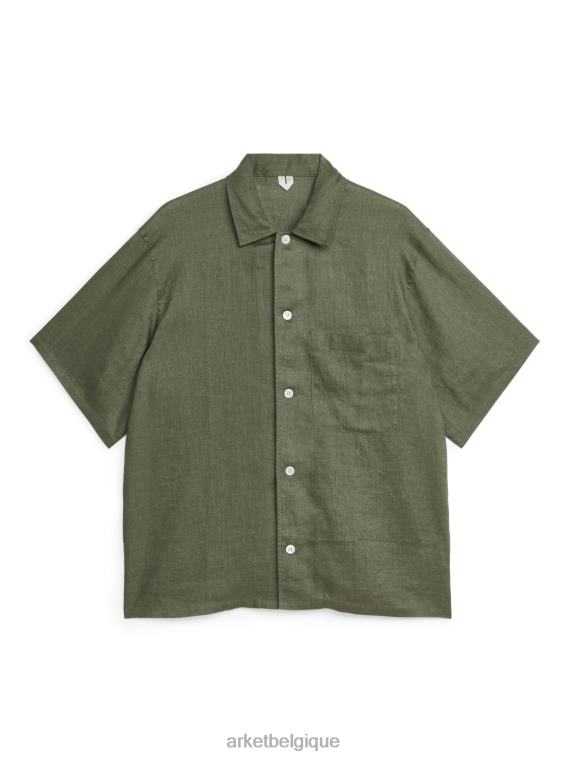 ARKET chemise de villégiature en lin Hommes vert kaki T46DR924 vêtements