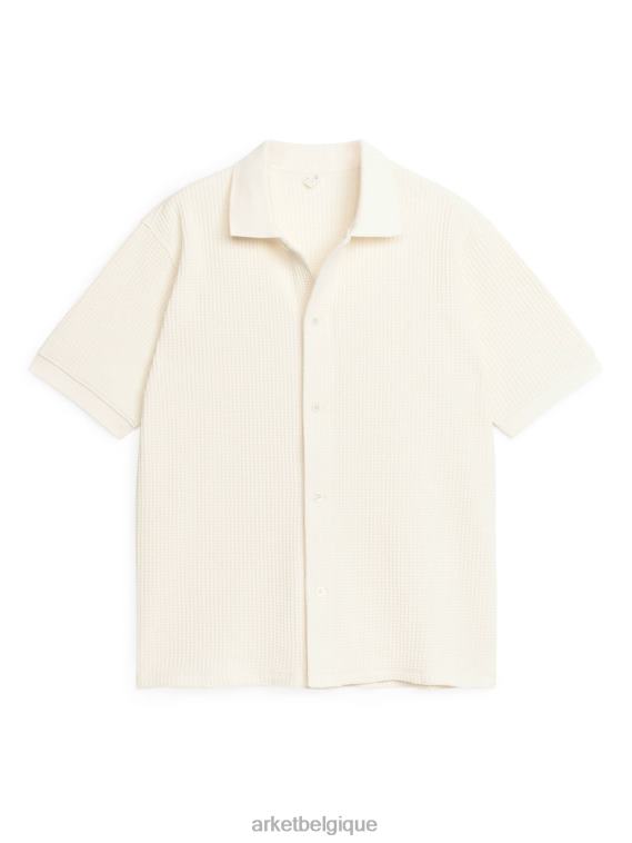 ARKET chemise en coton à mailles gaufrées Hommes blanc cassé T46DR928 vêtements