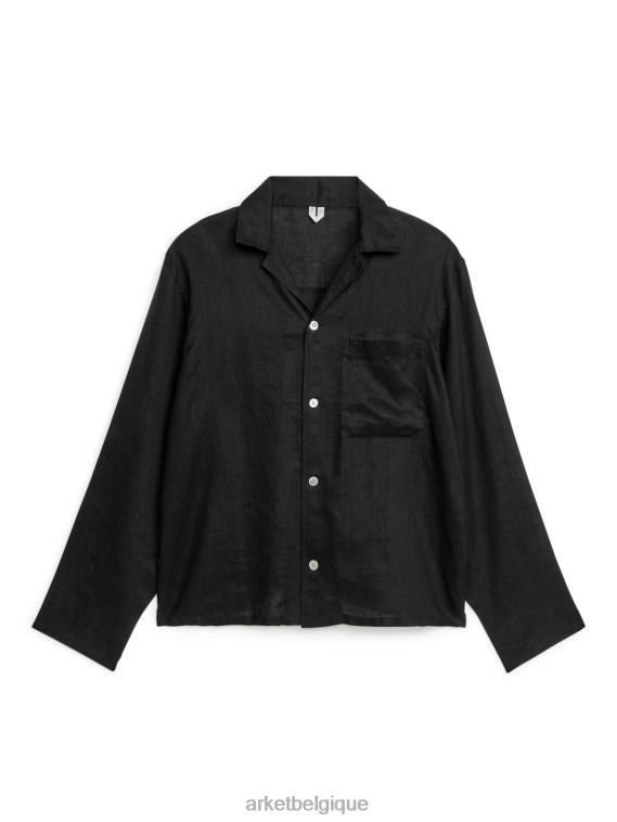ARKET chemise en lin Hommes noir T46DR947 vêtements