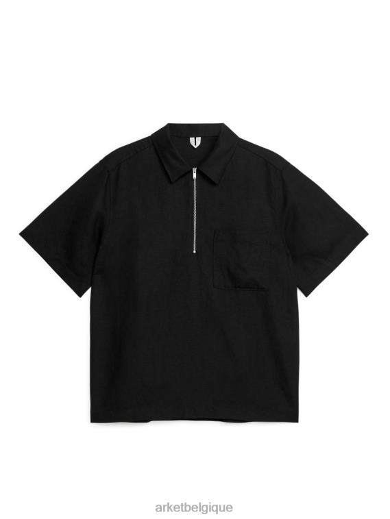 ARKET chemise à manches courtes et demi-zip Hommes noir T46DR935 vêtements