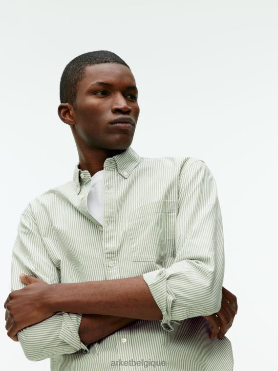 ARKET chemise oxford Hommes vert/rayé T46DR972 vêtements
