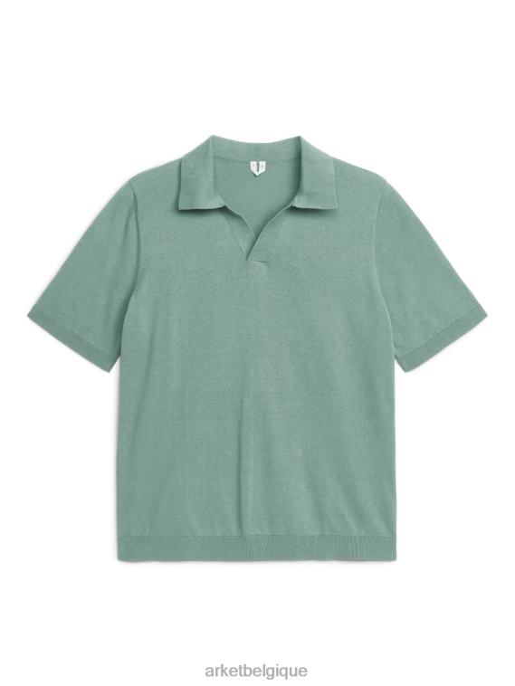 ARKET polo en coton et lin Hommes vert T46DR1024 vêtements