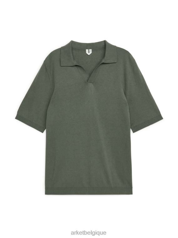 ARKET polo en coton et lin Hommes vert kaki T46DR984 vêtements