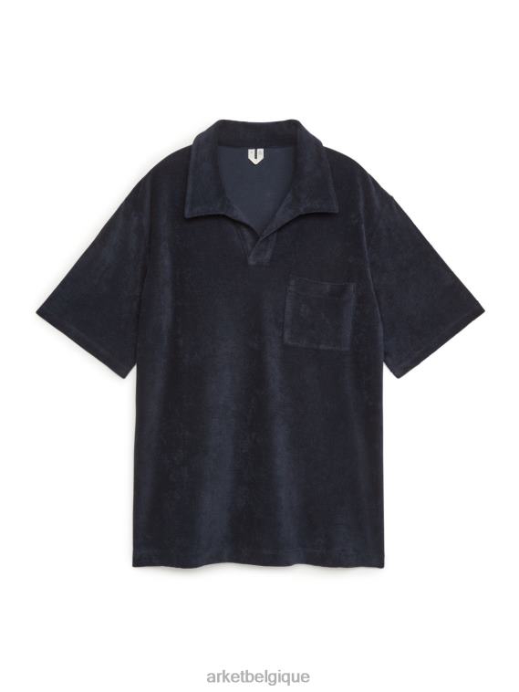 ARKET polo en coton éponge Hommes bleu foncé T46DR981 vêtements