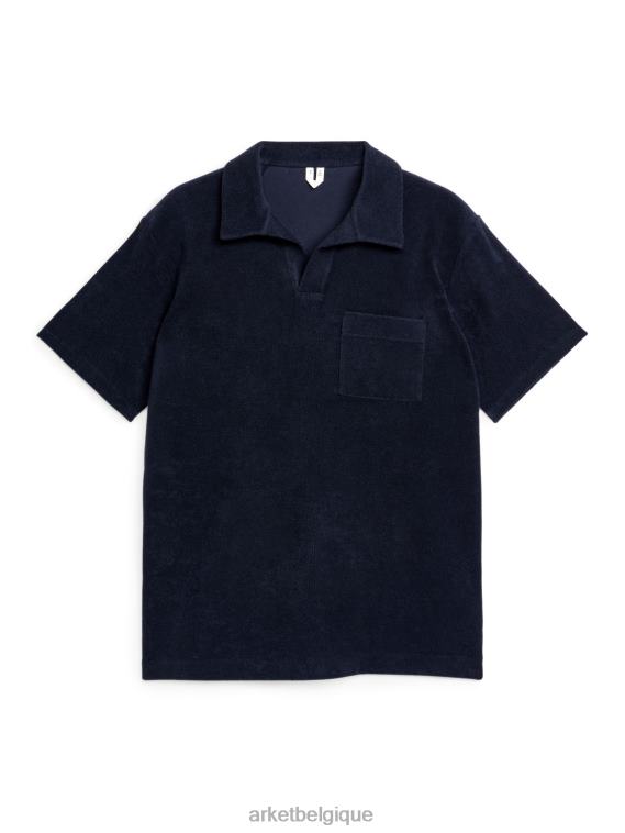 ARKET polo en coton éponge Hommes bleu foncé T46DR981 vêtements