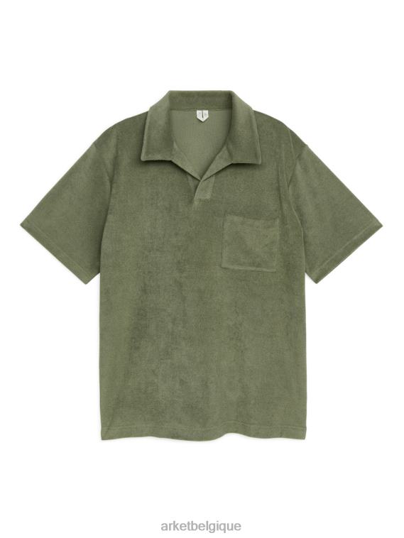 ARKET polo en coton éponge Hommes vert kaki T46DR979 vêtements
