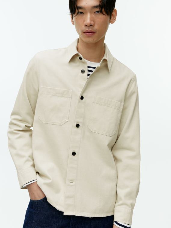 ARKET surchemise en sergé de coton Hommes écru T46DR975 vêtements