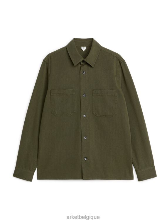 ARKET surchemise en sergé de coton Hommes vert T46DR968 vêtements