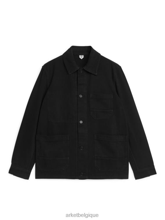 ARKET surchemise en sergé surteinte Hommes noir T46DR955 vêtements