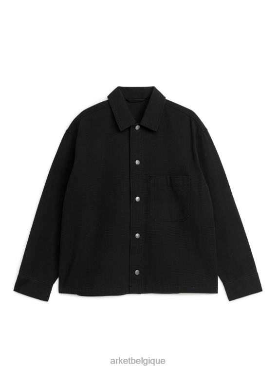 ARKET surchemise utilitaire en toile teinte en pièce Hommes noir T46DR960 vêtements