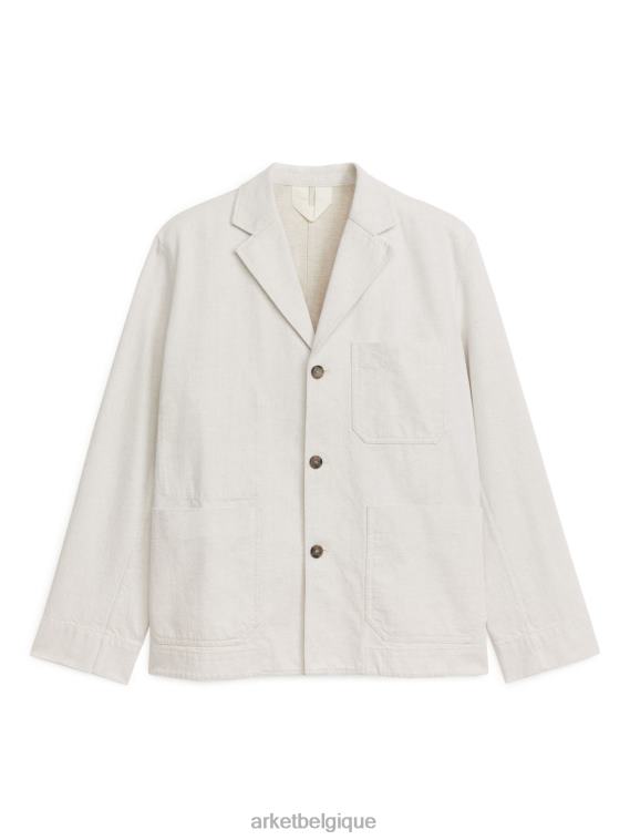 ARKET blazer décontracté en coton et lin Hommes blanc cassé T46DR1154 vêtements