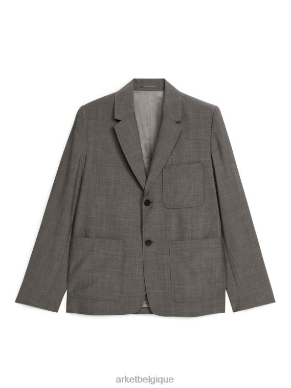 ARKET blazer léger en laine utilitaire Hommes gris T46DR1155 vêtements