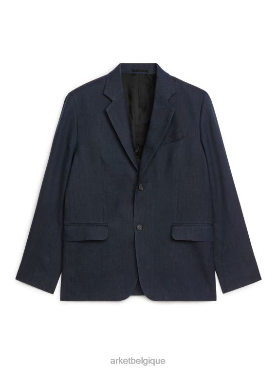 ARKET blazer moderne en chanvre et coton Hommes bleu foncé T46DR1147 vêtements